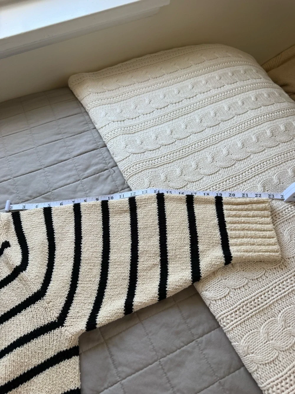J. Crew Cream and Black Striped Boatneck Sweater with Gold Shoulder Buttons - 3X - Picture 13 of 15